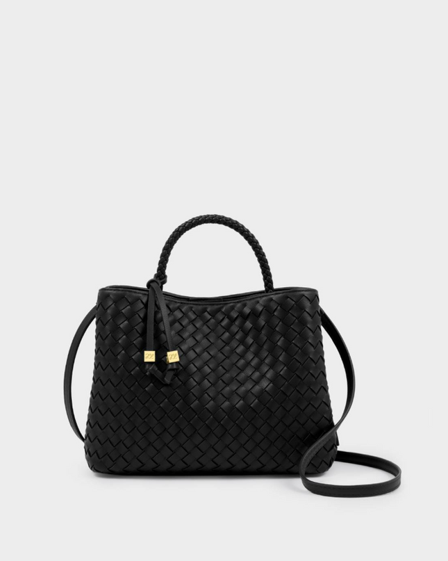 Nova Top Handle Bag in Woven Black