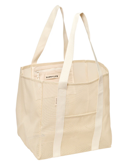 Mesh Oyster Cream Beach Bag