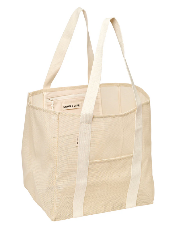 Mesh Oyster Cream Beach Bag