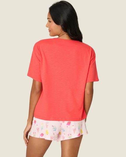 PJ Salvage Playful Prints Hibiscus Top Loungewear in at Wrapsody