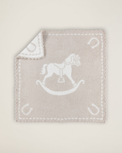 Barefoot Dreams CozyChic Stone Horse Receiving Blanket