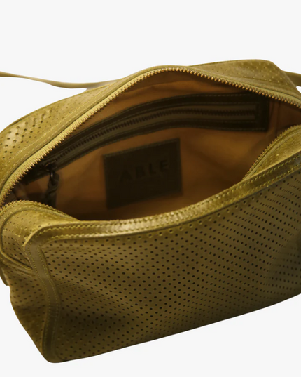 Able Medium Crossbody in Perforated Moss Handbags in  at Wrapsody