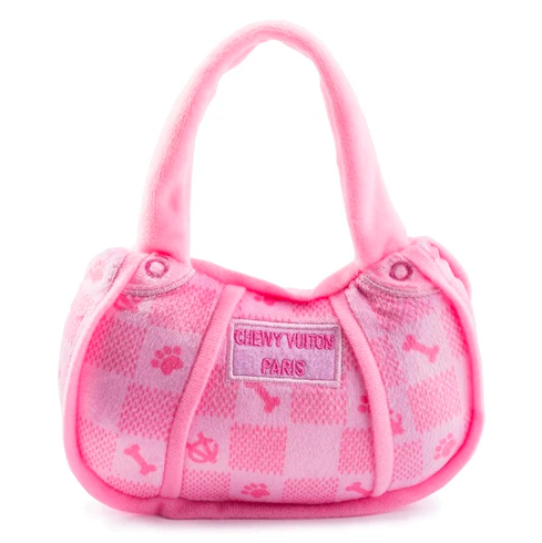 Pink Checker Chewy Vuiton Handbag Dog Toy Small Pet in  at Wrapsody