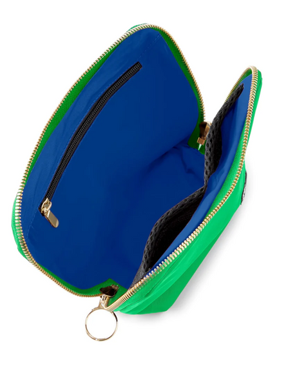 Everyday Makeup Bag Kelly Green/Navy Travel Accessories in at Wrapsody