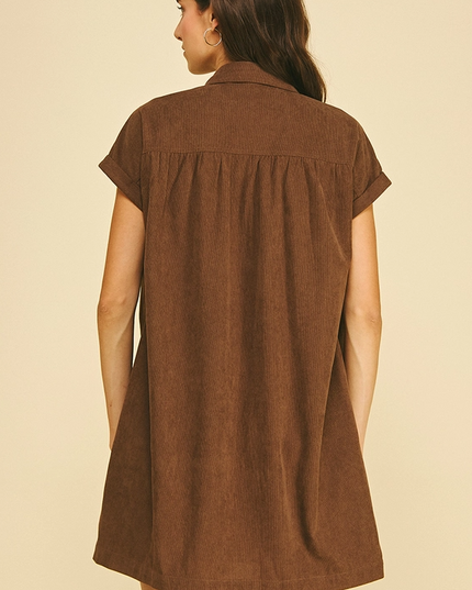 Corduroy Brown Mini Dress