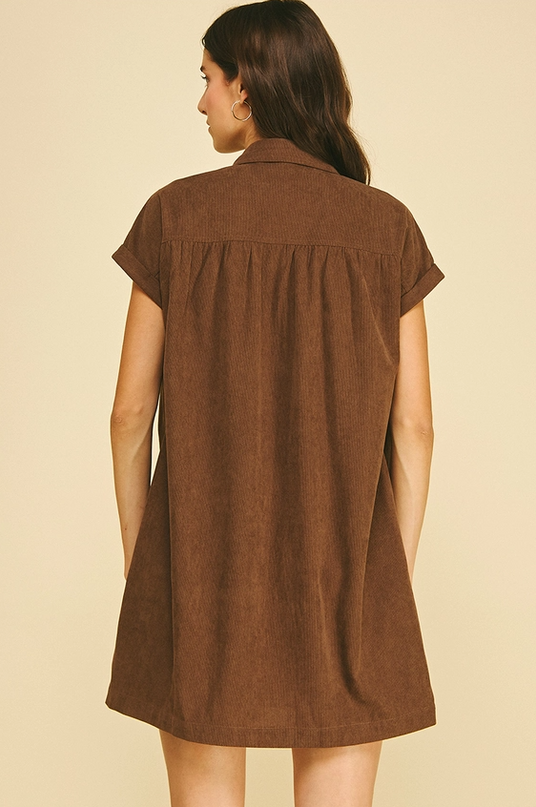 Corduroy Brown Mini Dress