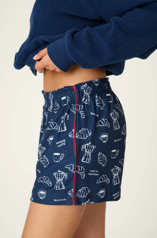 PJ Salvage Bonjour Babe Navy Shorts Loungewear in at Wrapsody