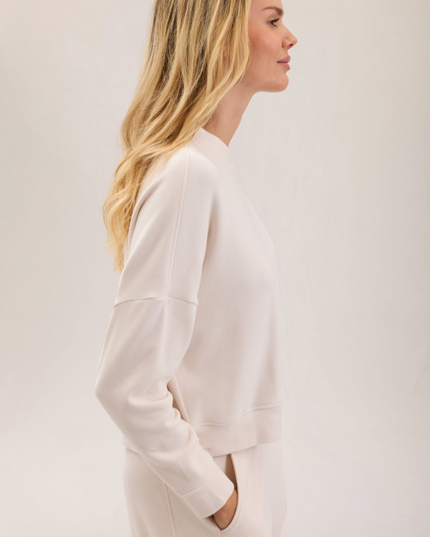 Barefoot Dreams Brushed Fleece Pullover - Sand Dune Loungewear in at Wrapsody