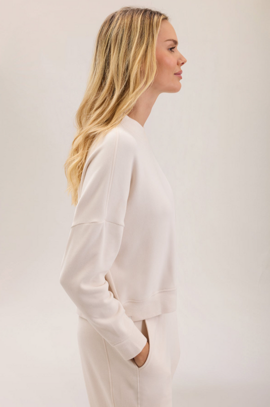 Barefoot Dreams Brushed Fleece Pullover - Sand Dune Loungewear in at Wrapsody