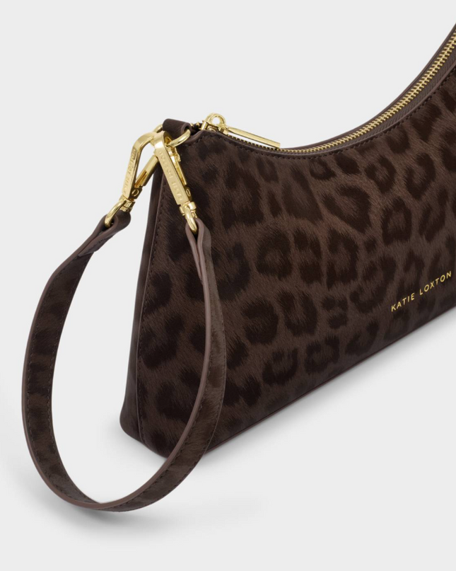 Miley Small Shoulder Bag in Chocolate Leopard Handbags in at Wrapsody