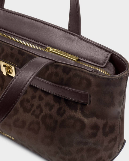 Orin Top Handle Crossbody Bag in Chocolate Leopard