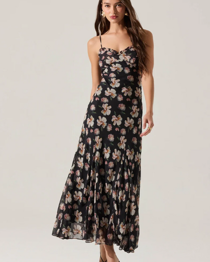 ASTR the Label Maeryn Sweetheart Black Maxi Dress