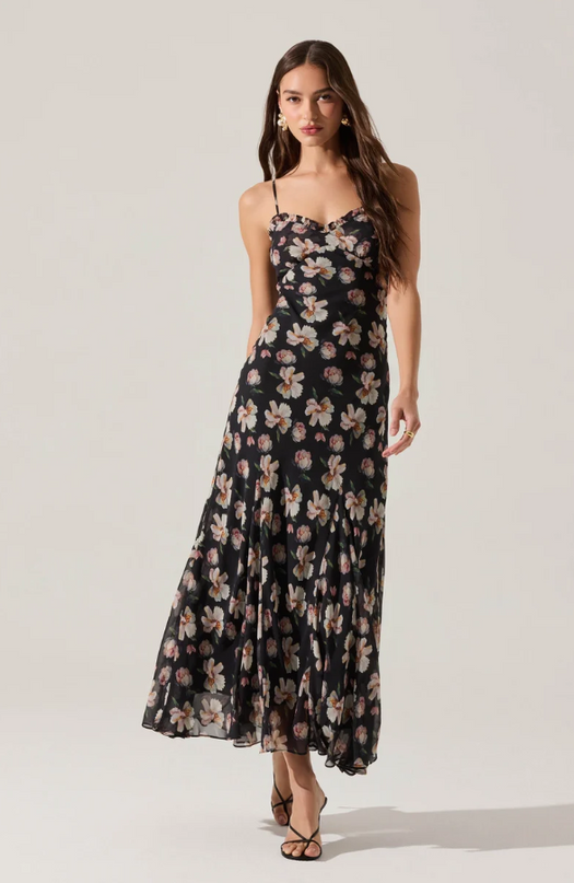 ASTR the Label Maeryn Sweetheart Black Maxi Dress
