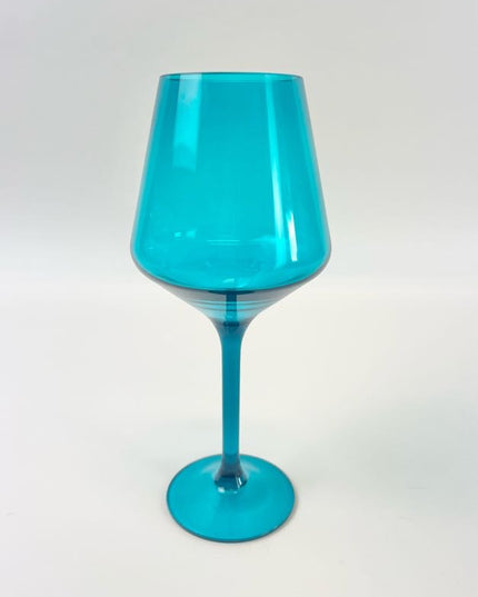 Shatterproof Stemmed Wineglass Teal Drinkware in  at Wrapsody