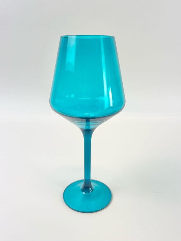 Shatterproof Stemmed Wineglass Teal Drinkware in  at Wrapsody