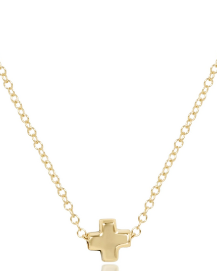eGirl 14" Small Signature Cross Gold Necklace