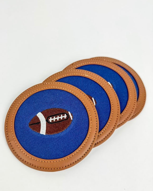 Embroidered Football Coasters Set of 4 Home Decor in at Wrapsody