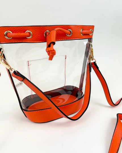 Stadium Bucket Bag Crossbody in Orange Handbags in  at Wrapsody