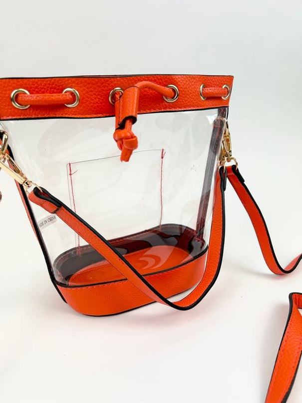 Stadium Bucket Bag Crossbody in Orange Handbags in  at Wrapsody