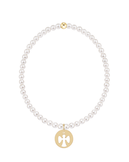 eGirl Classic Pearl 3mm Guardian Angel Disc Bracelet