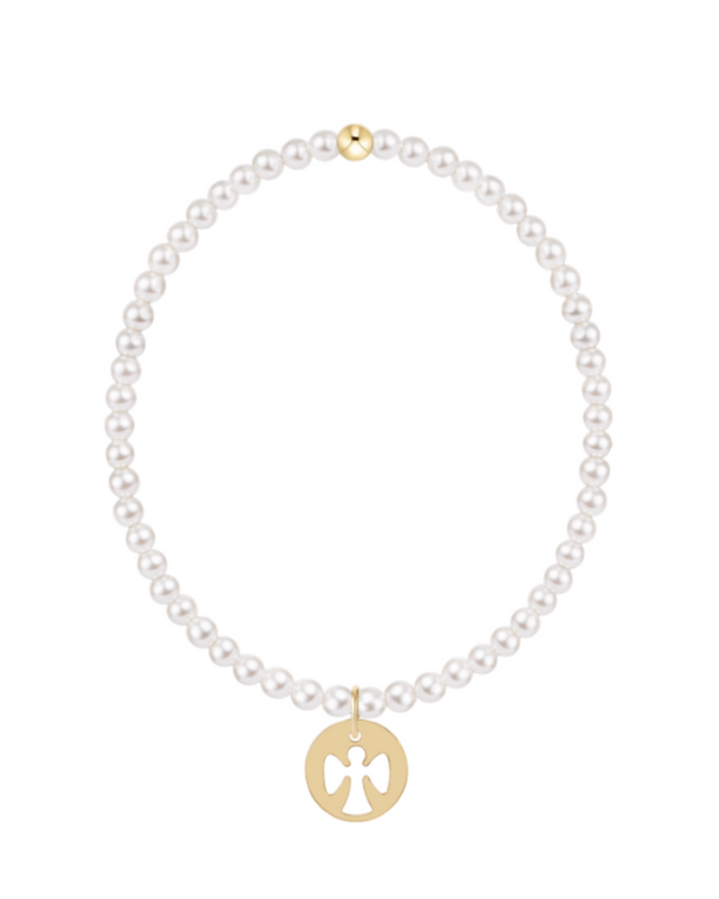 eGirl Classic Pearl 3mm Guardian Angel Disc Bracelet Bracelets in at Wrapsody