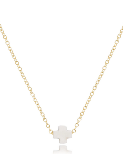 eGirl 14" Small Signature Cross Necklace - Off White