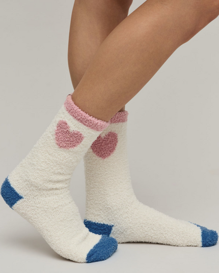 Barefoot Dreams Colorblock Cream Heart Socks Loungewear in at Wrapsody
