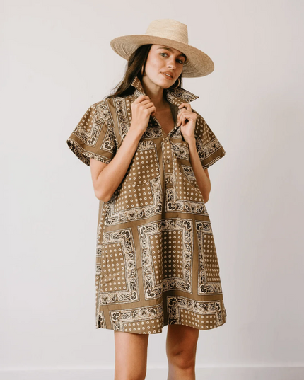 Bandana Getaway Olive Mini Dress