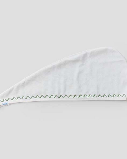 Weezie Hair Towel Green Embroidered Wave