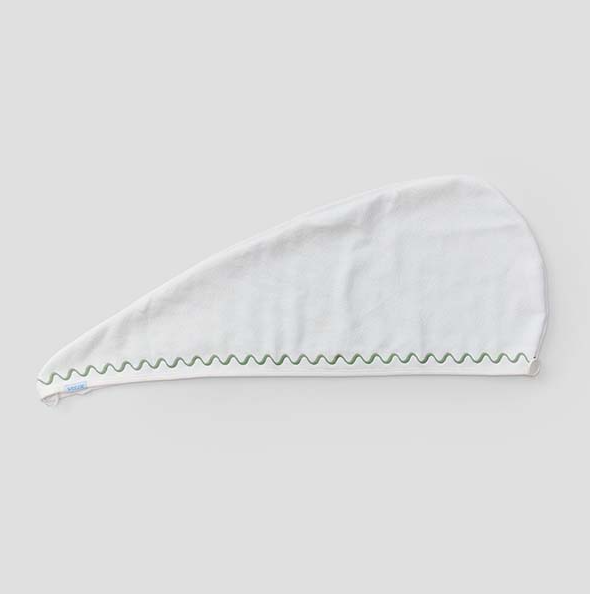 Weezie Hair Towel Green Embroidered Wave Bath & Body in at Wrapsody