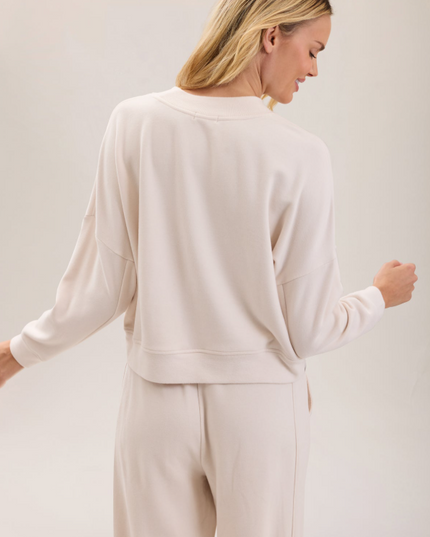 Barefoot Dreams Brushed Fleece Pullover - Sand Dune Loungewear in at Wrapsody