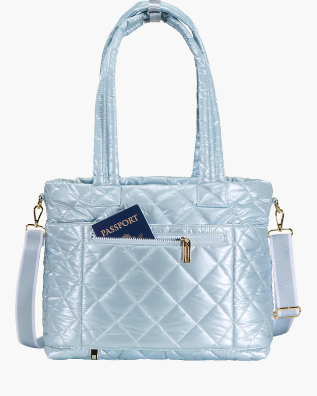 Oliver Thomas Wanderlust Tote Sky Blue Metallic Totes in at Wrapsody