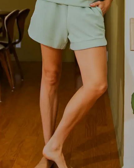 Modal Pistachio Cream Tulip Shorts