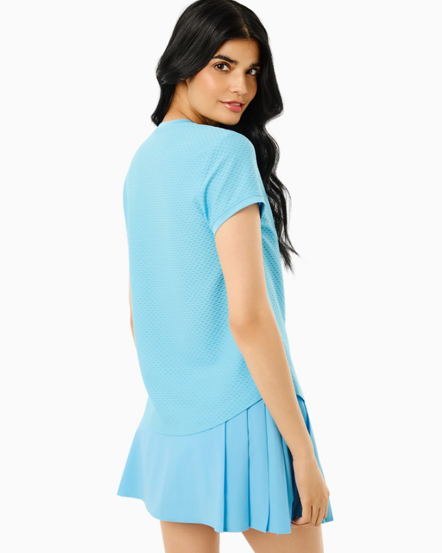 Palmetto Short Sleeve Vintage Blue Top Activewear in at Wrapsody