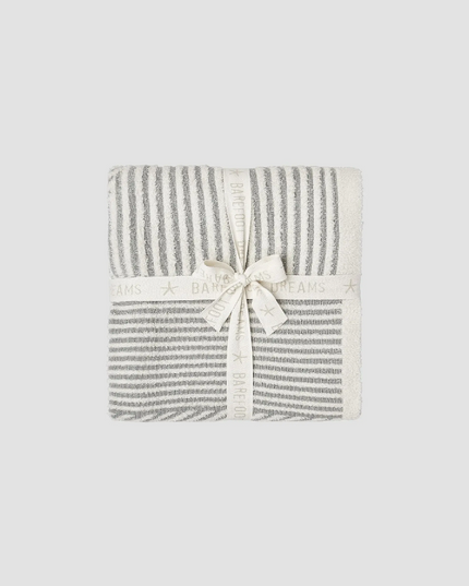 Barefoot Dreams Mixed Stripe Cream/Moonwater Throw Blankets & Throws in at Wrapsody