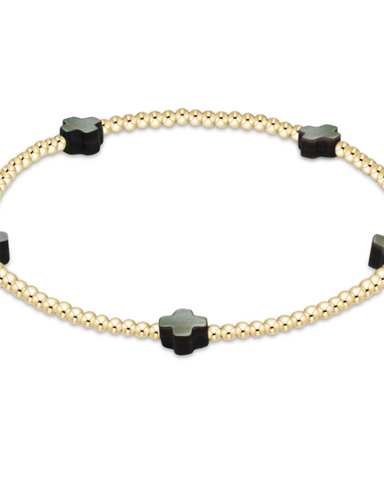 Enewton Small Signature Cross 2mm Bracelet Mother of Pearl Black Tahitian Bracelets in at Wrapsody