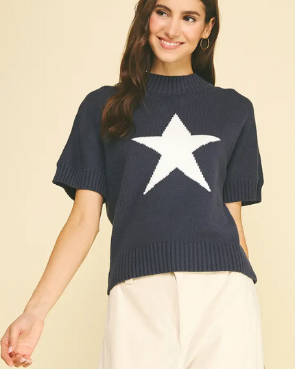 Navy Star Sweater Tops in S at Wrapsody