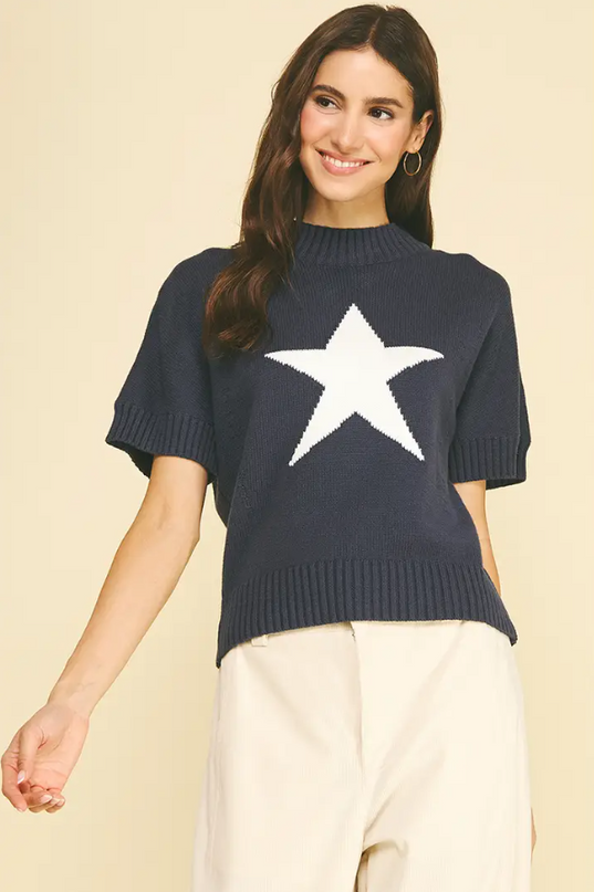 Navy Star Sweater Tops in S at Wrapsody
