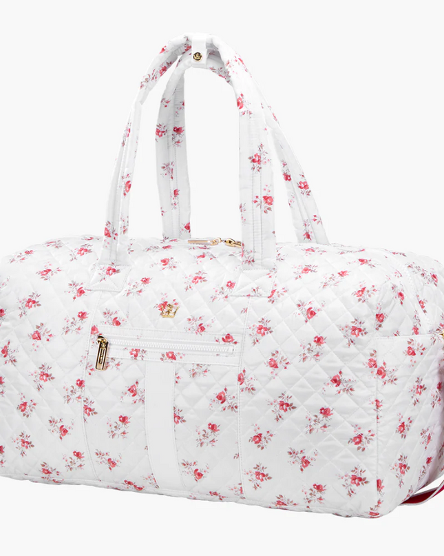 Oliver Thomas 24/7 Weekender Duffle White Rose Print/White Stripe Luggage in at Wrapsody