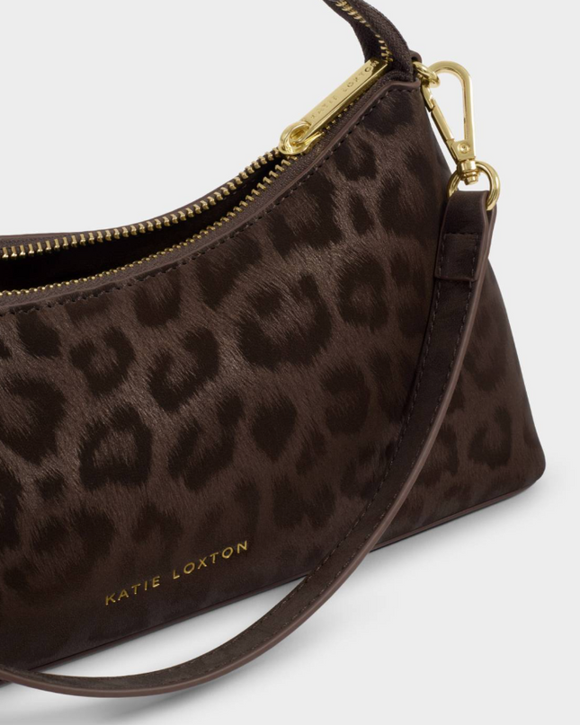 Miley Small Shoulder Bag in Chocolate Leopard Handbags in at Wrapsody