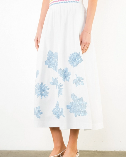 Floral Embroidered Midi Skirt