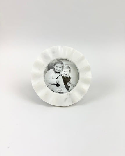 Marble Ruffle Circle Frame Picture Frames in at Wrapsody