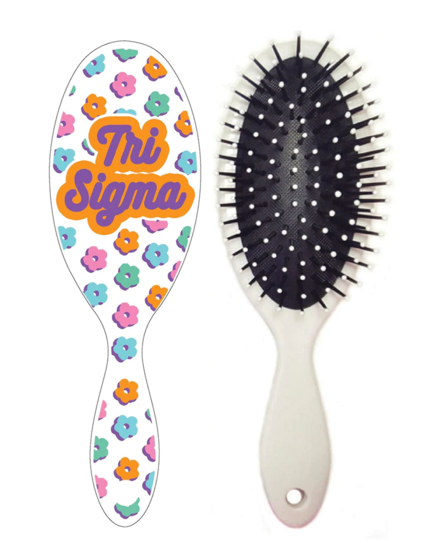Sorority Daisy Hairbrush Greek in Sigma Sigma Sigma at Wrapsody