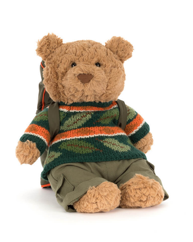 Jellycat Bartholomew Bear Hiking Soft Toys in at Wrapsody
