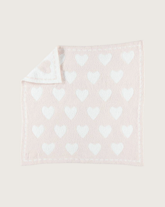 Barefoot Dreams CozyChic Pink Hearts Receiving Blanket