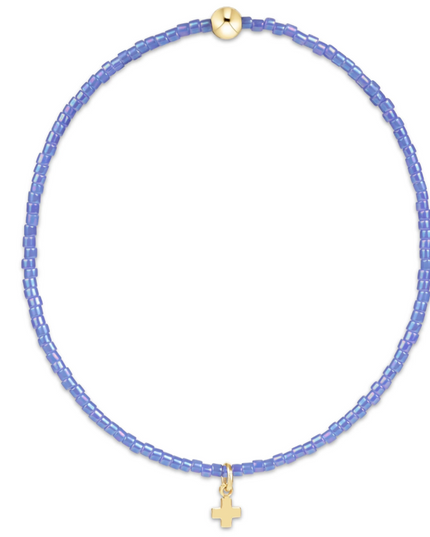 Enewton Signature Cross Small Gold Charm Bracelet Bright Blue