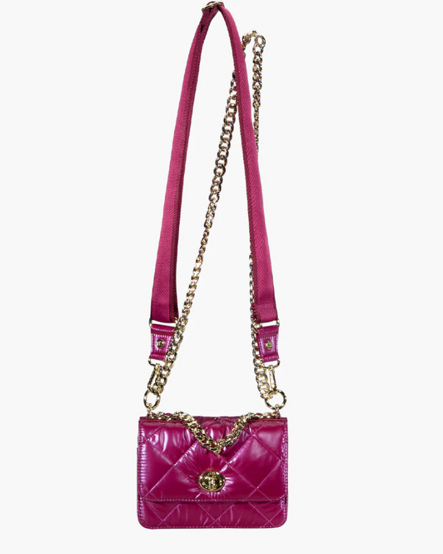 Oliver Thomas Maxed Out Wallet on a Chain - Raspberry Pink Metallic Handbags in  at Wrapsody