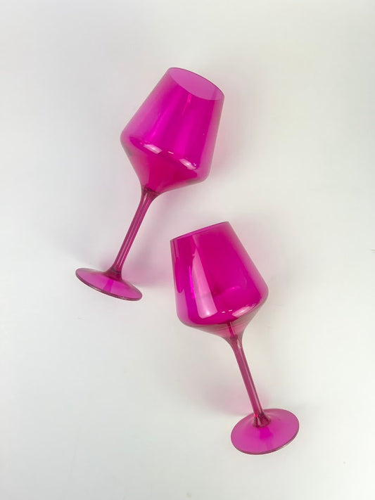 Shatterproof Stemmed Wineglass Hot Pink