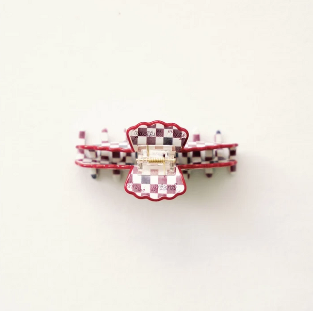 Scalloped Black & Red Claw Clip Hair Accessories in at Wrapsody