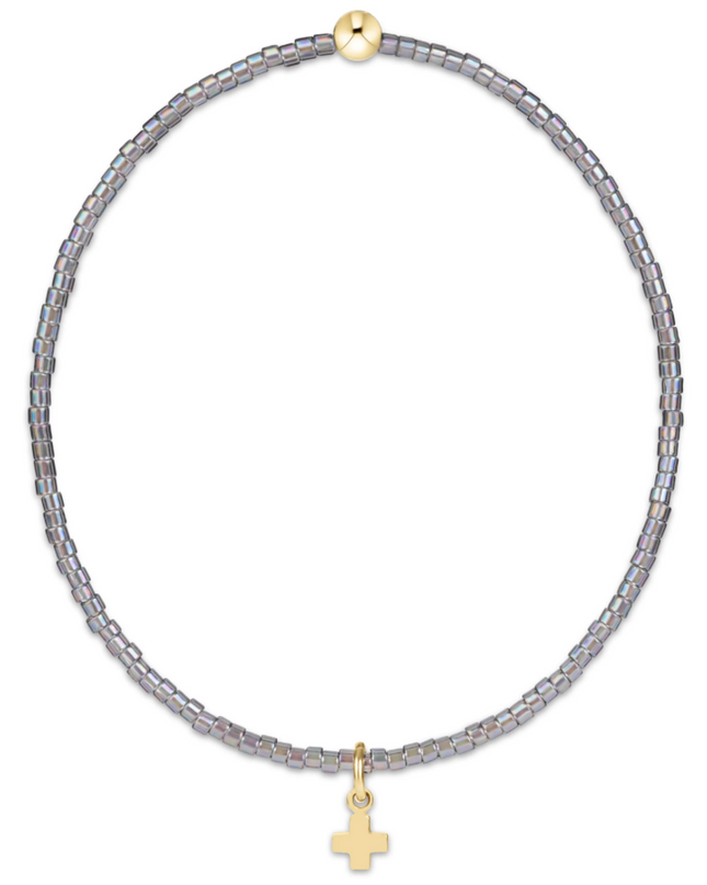 Enewton Signature Cross Small Gold Charm Bracelet Morning Mist Bracelets in at Wrapsody